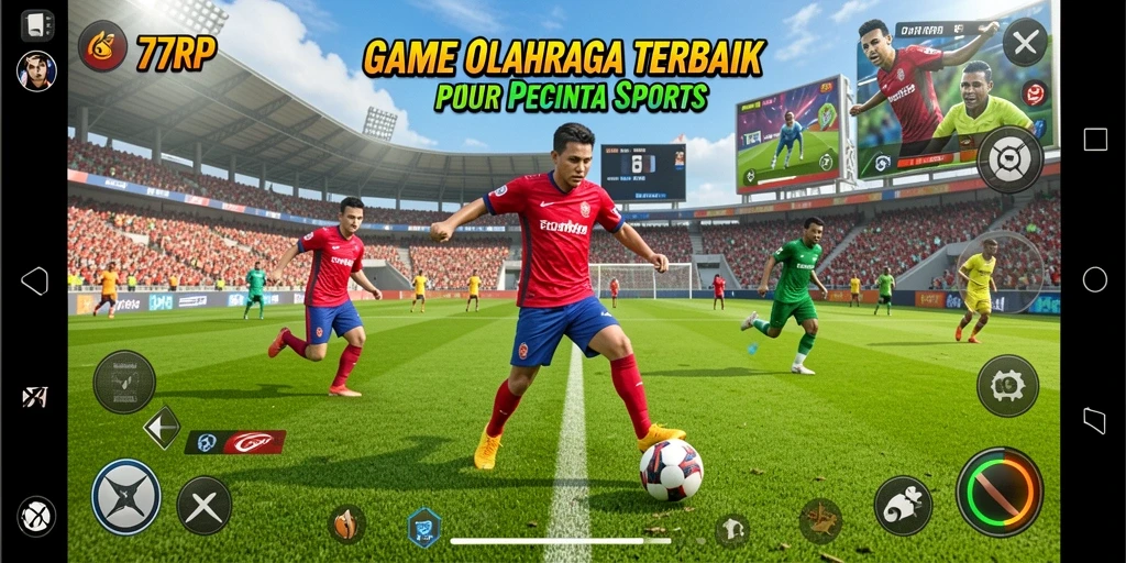 Tangkapan layar gameplay seru dari 77RP, menunjukkan aksi olahraga yang intens.