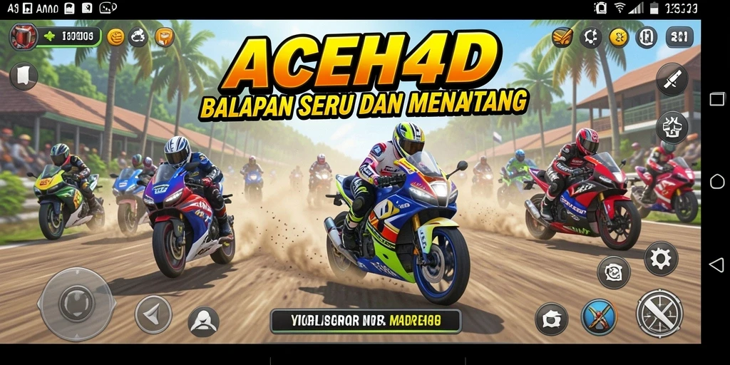 Tampilan gameplay menegangkan balapan motor di ACEH4D.