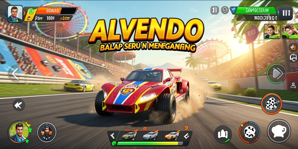 Tampilan gameplay ALVENDO dengan pengalaman balap yang mendebarkan.