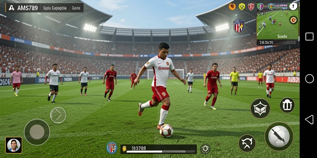 Tampilan gameplay menarik dari AMS789 saat pertandingan sepak bola.