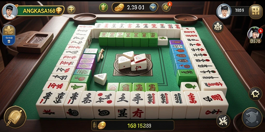 Tampilan screenshot gameplay <strong>ANGKASA168</strong> menunjukkan momen menegangkan saat menyusun ubin mahjong.