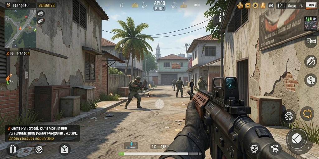 Tangkapan layar menunjukkan aksi intens dalam gameplay FPS API88.