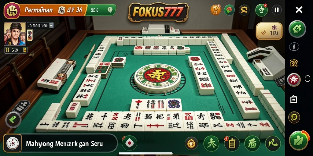 Tampilan gameplay Mahjong yang seru dan menantang di FOKUS777.