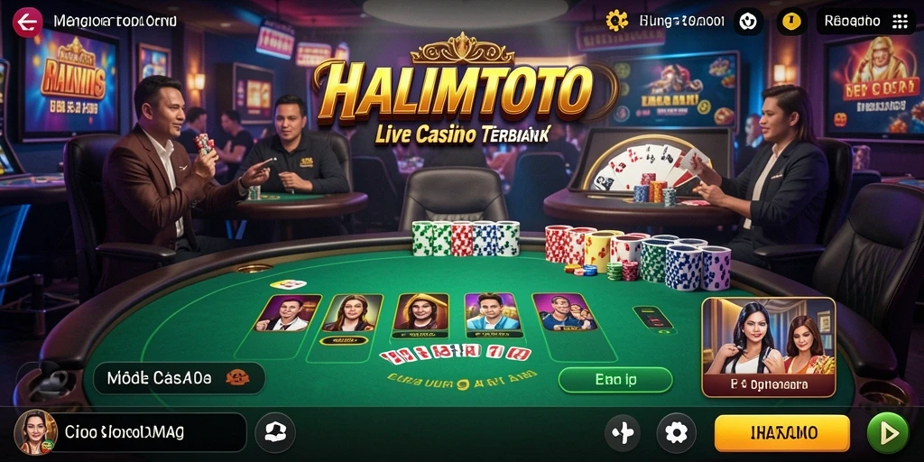 Screenshot utama HALIMTOTO menampilkan pengalaman Live Casino yang imersif.