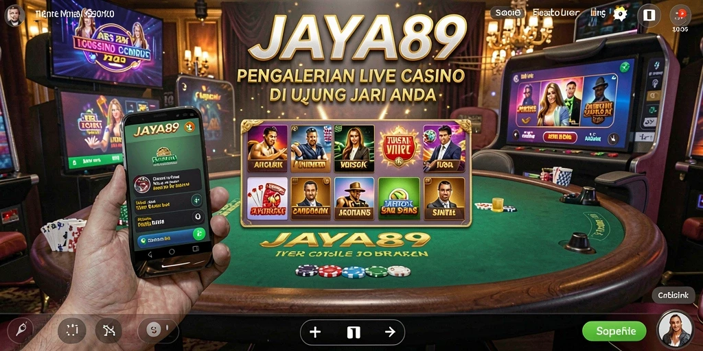 Screenshot JAYA89 menampilkan dealer dan pemain dalam permainan Live Casino.