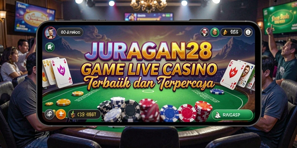 Screenshot gameplay JURAGAN28 menunjukkan dealer profesional dan permainan Live Casino yang mendebarkan.