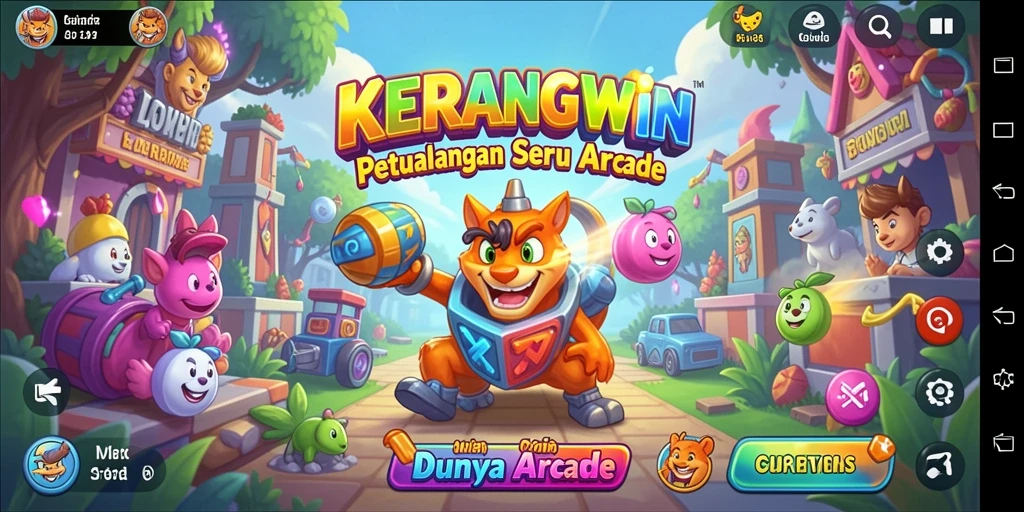 Tangkapan layar KERANGWIN menampilkan aksi gameplay yang energik.