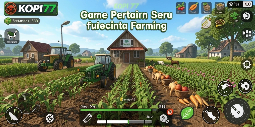 Tampilan gameplay KOPI77 dengan aktivitas bertani yang menyenangkan.