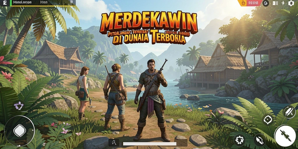 Screenshot gameplay MERDEKAWIN yang menampilkan dunia terbuka yang luas.