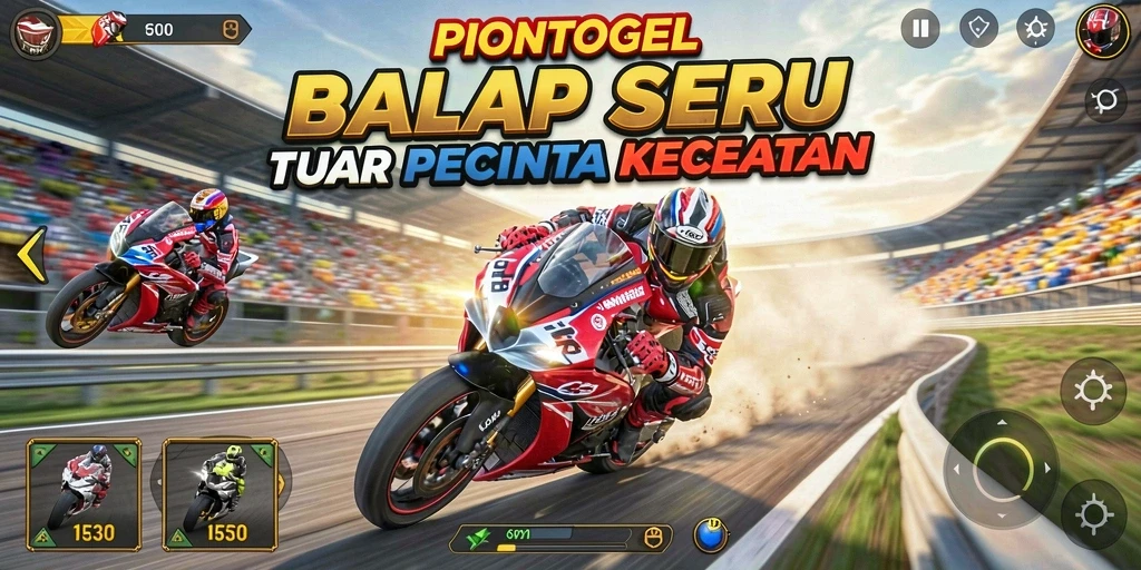 Tangkapan layar PIONTOGEL menampilkan balapan seru di trek yang menantang.