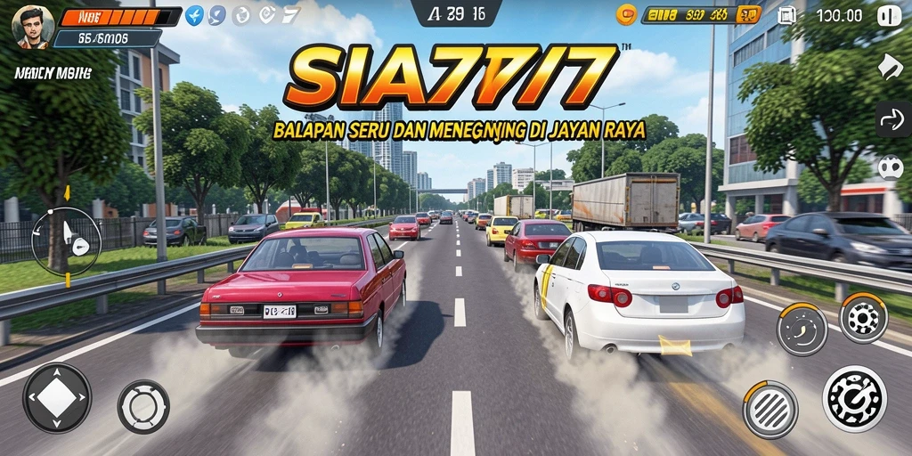 Tampilan gameplay balapan yang mendebarkan dan penuh tantangan.