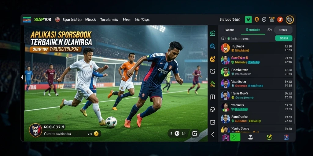 Screenshot utama SIAP108 menampilkan fitur taruhan olahraga secara langsung.