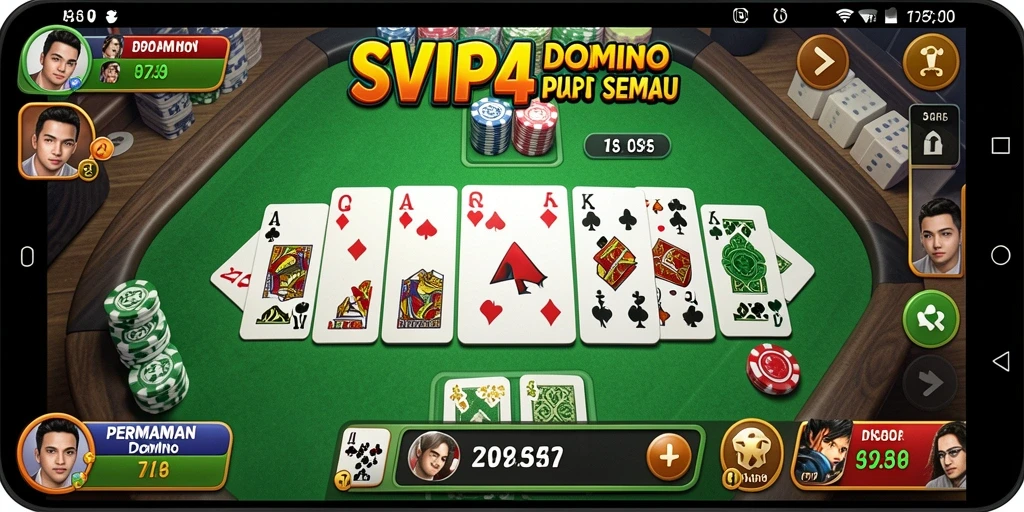 Screenshot gameplay SVIP4 yang menunjukkan serunya bermain Domino.