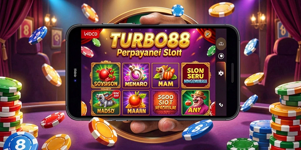 Tampilan gameplay TURBO88 dengan simbol slot yang beragam dan efek visual menarik.