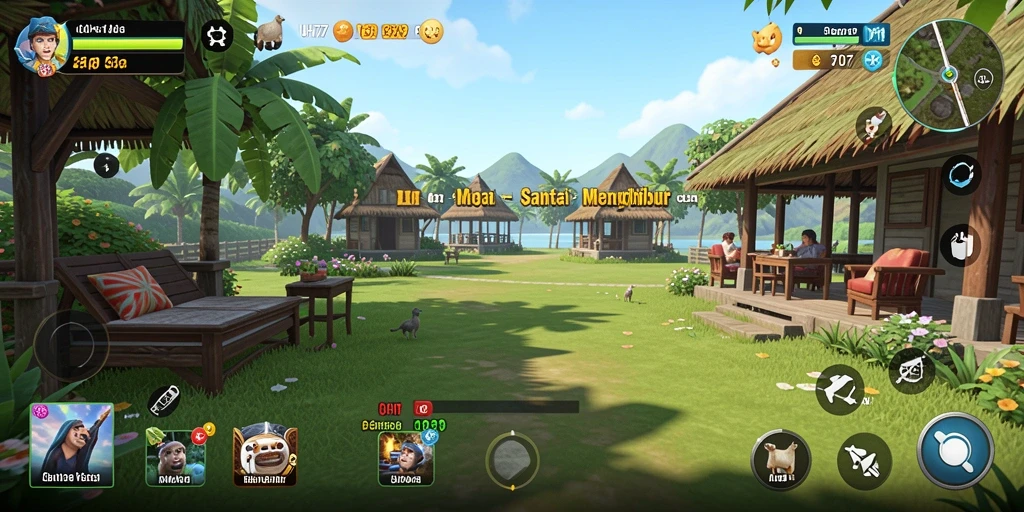 Tampilan gameplay UH77 yang ceria dan menghibur.