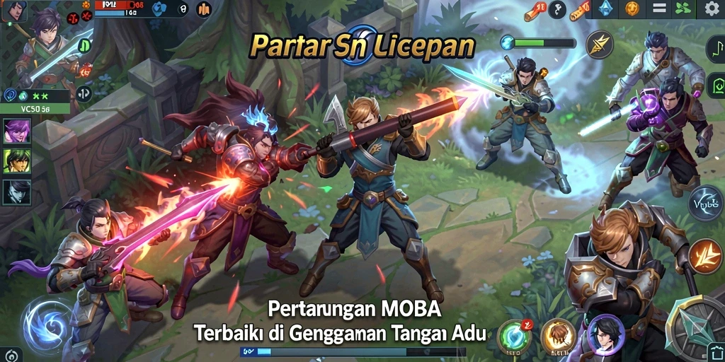 Screenshot VC55 menampilkan aksi seru dalam permainan MOBA.
